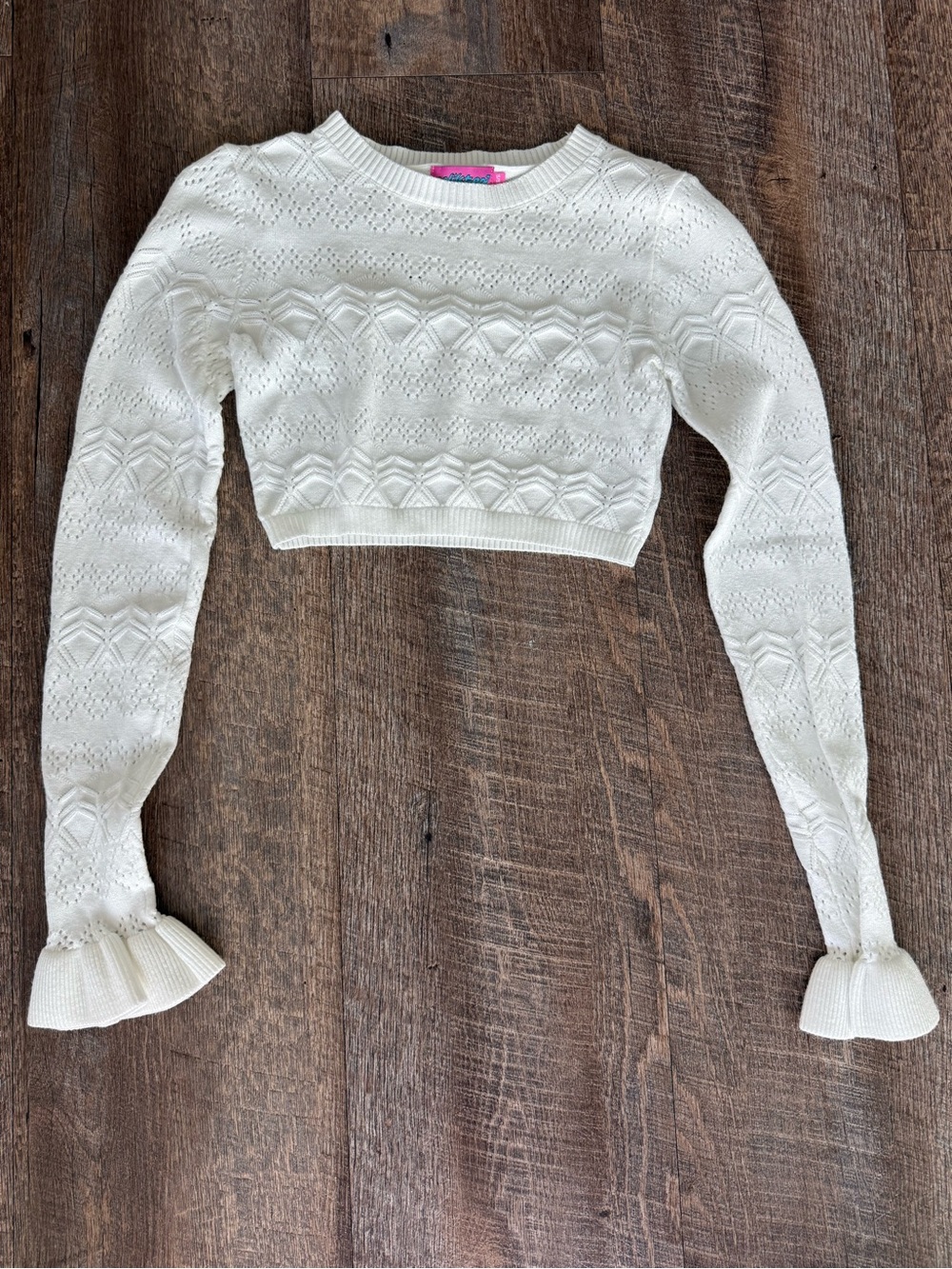 Edikted White Eyelet Knit Sweater - Women's S/M